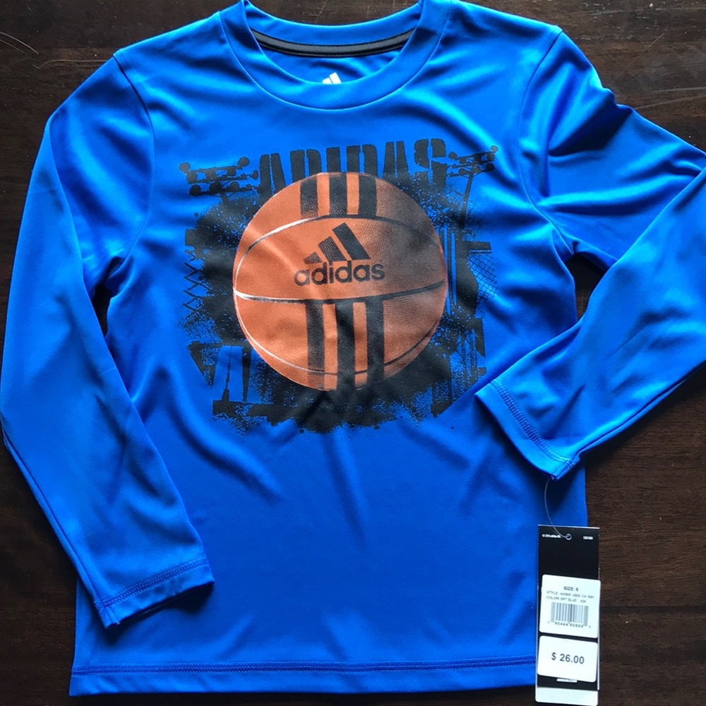 NWT adidas Boy’s Basketball Long Sleeve Tee Shirt